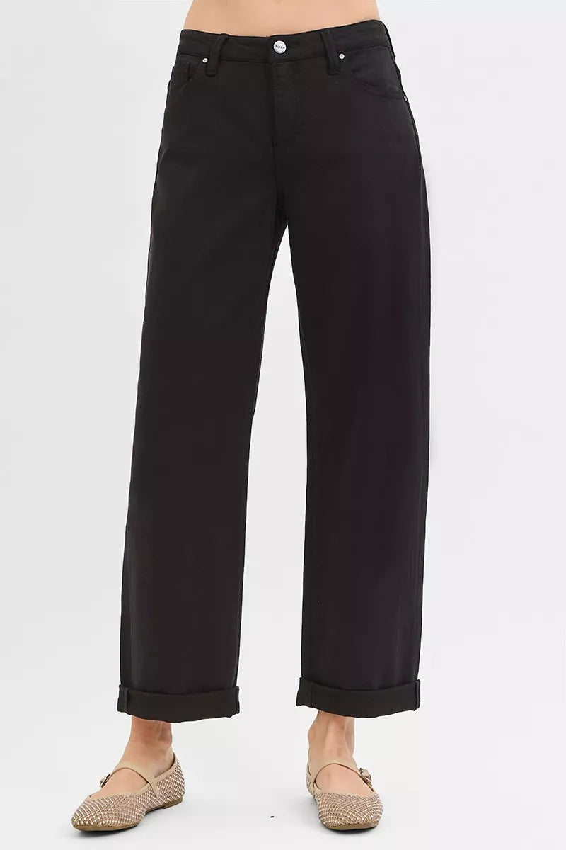 RISEN Tummy Control Mid Rise Ankle Barrel Relaxed Baggy