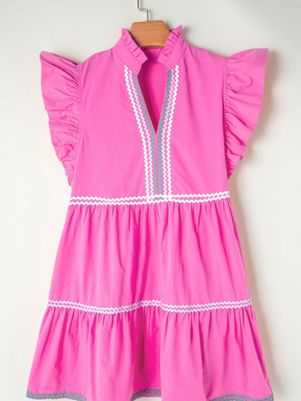 Ric Rac Colorblock Flutter Sleeve Tiered Dress