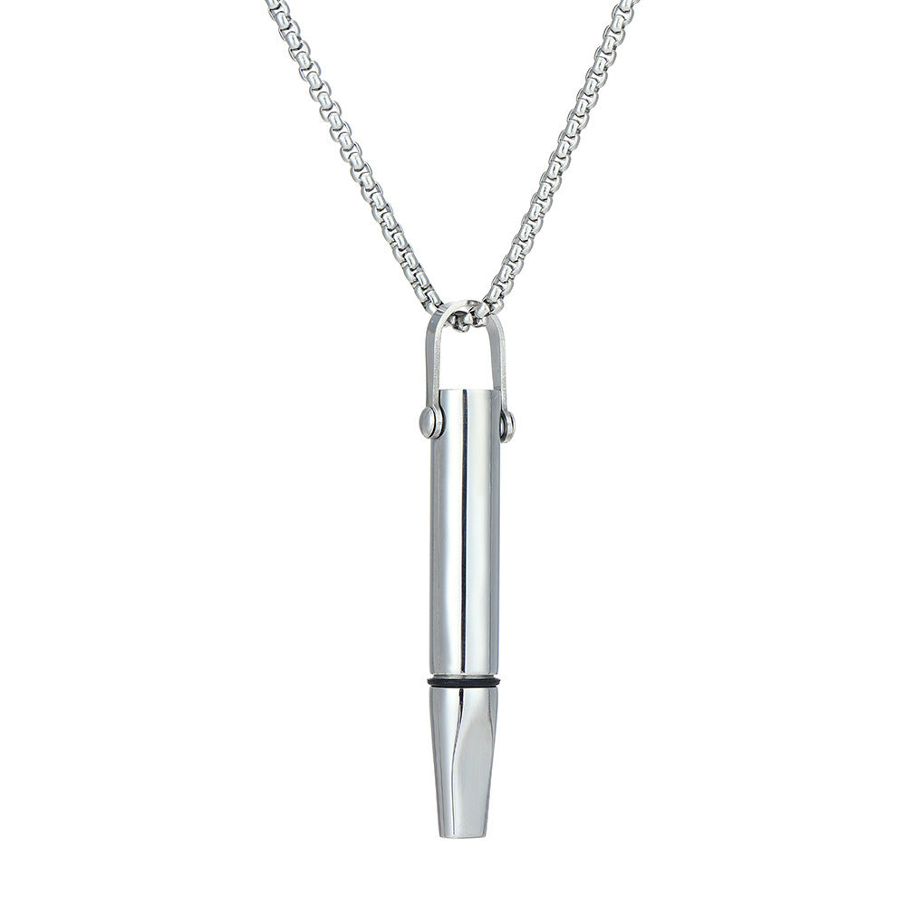 Breathing Resistance Whistle Necklace Round Tube Built-in Cotton Core