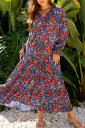 Floral Print Flounce Sleeve Dress