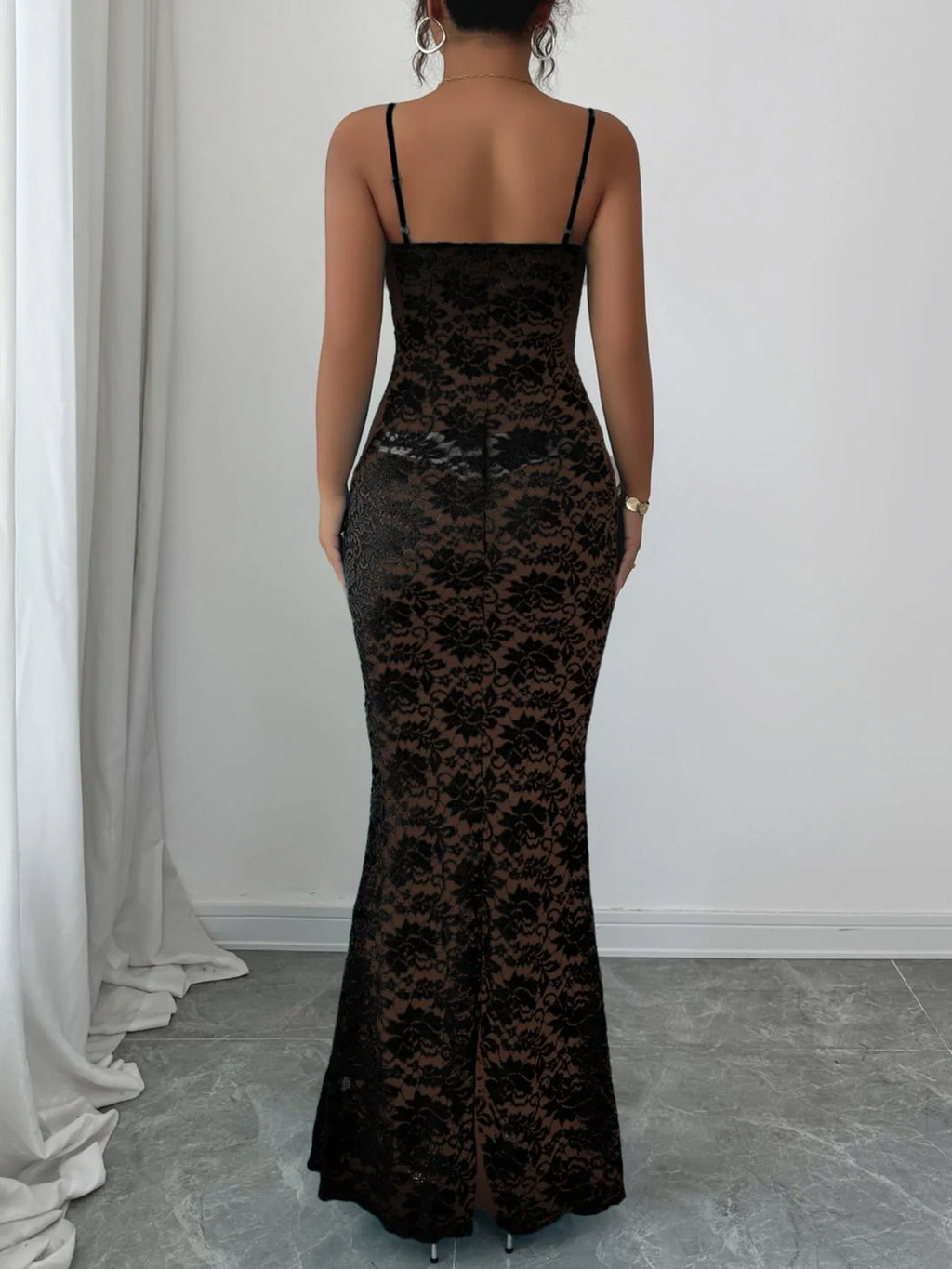 Lace Square Neck Maxi Cami Dress