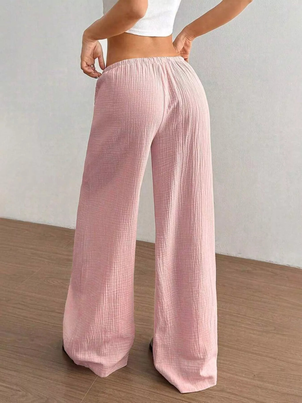Full Size Drawstring Wide Leg Pants Plus Size