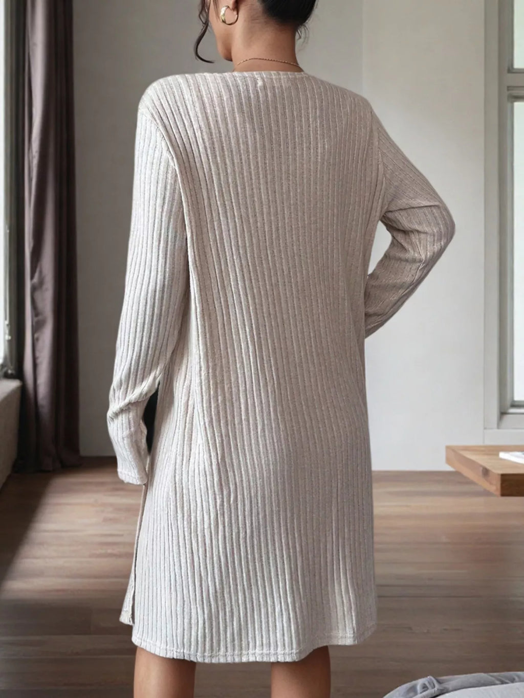 Ribbed Knit Tank Dress and Cardigan Set