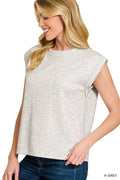 Zenana Scuba Round Neck Cap Sleeve Top