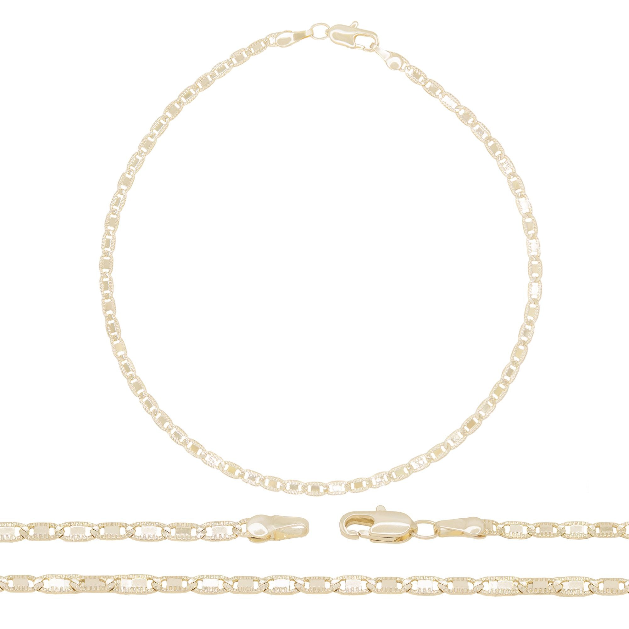 14K Gold Filled Anklet Diamond Cut Two Tone Mariner Chain Anklet 10"  Women Jewelry