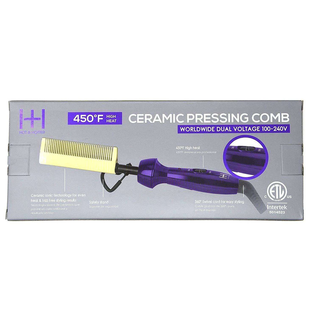 Hot & Hotter Electric Ceramic Pressing Comb, 1 Count, Purple & Gold