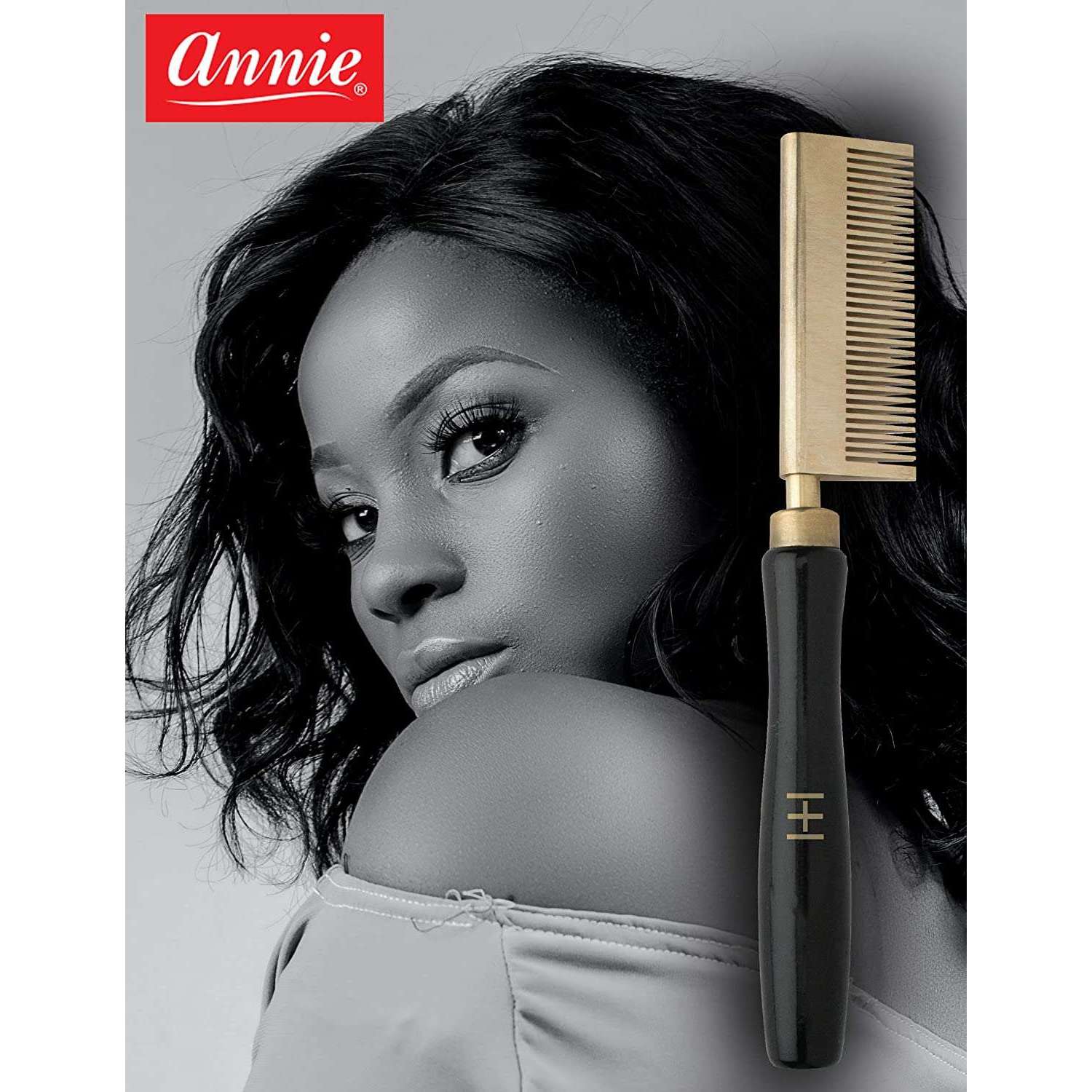 Hot & Hotter Thermal Straightening Comb Wide Teeth, 1 Count, Black & Gold