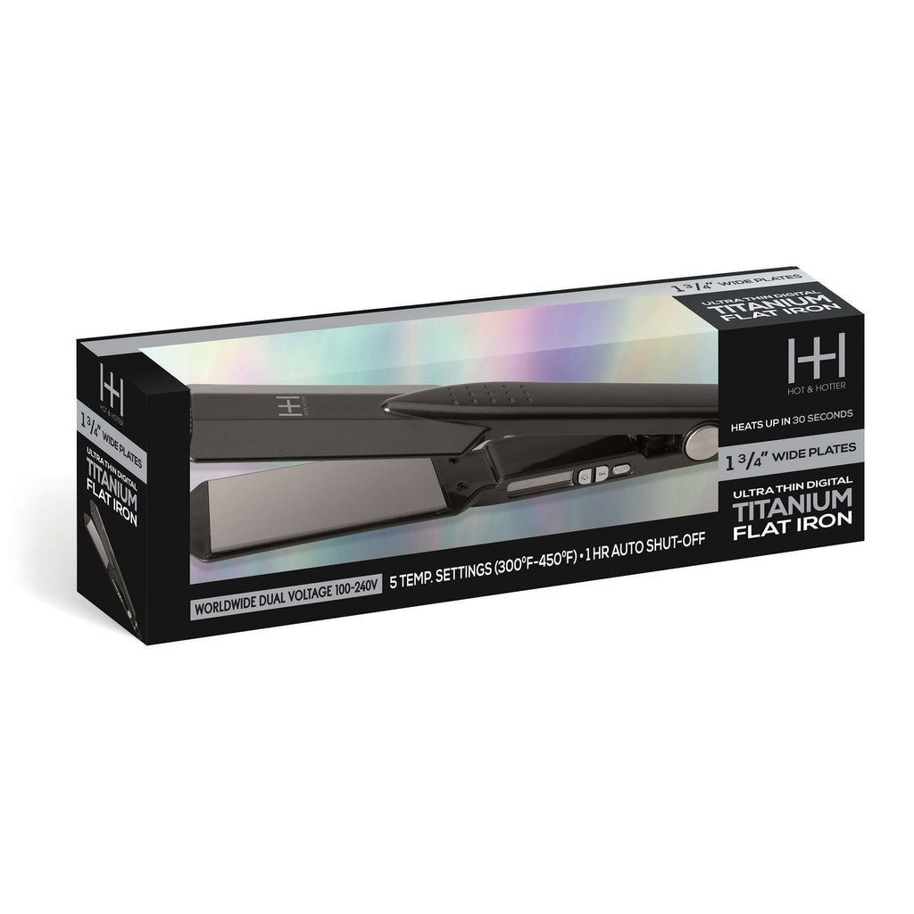 Hot & Hotter Ultra Thin Digital Titanium Flat Iron 1 3/4in, 1 Count Hair Straightener, Black