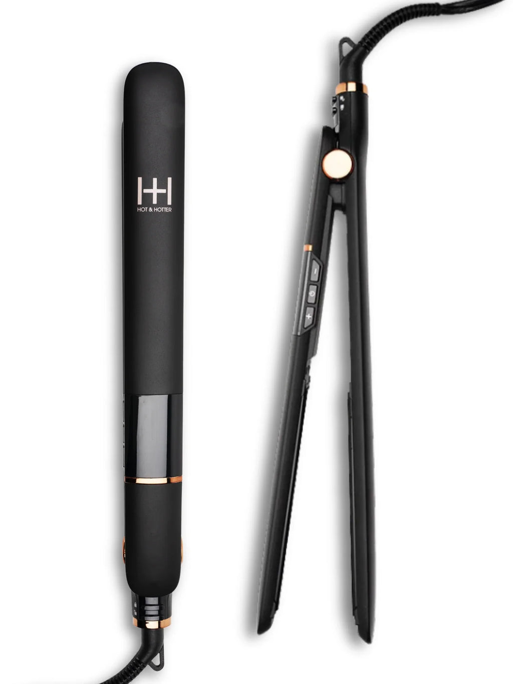 Hot & Hotter Extra Long Ceramic Digital Flat Iron 1in, Black