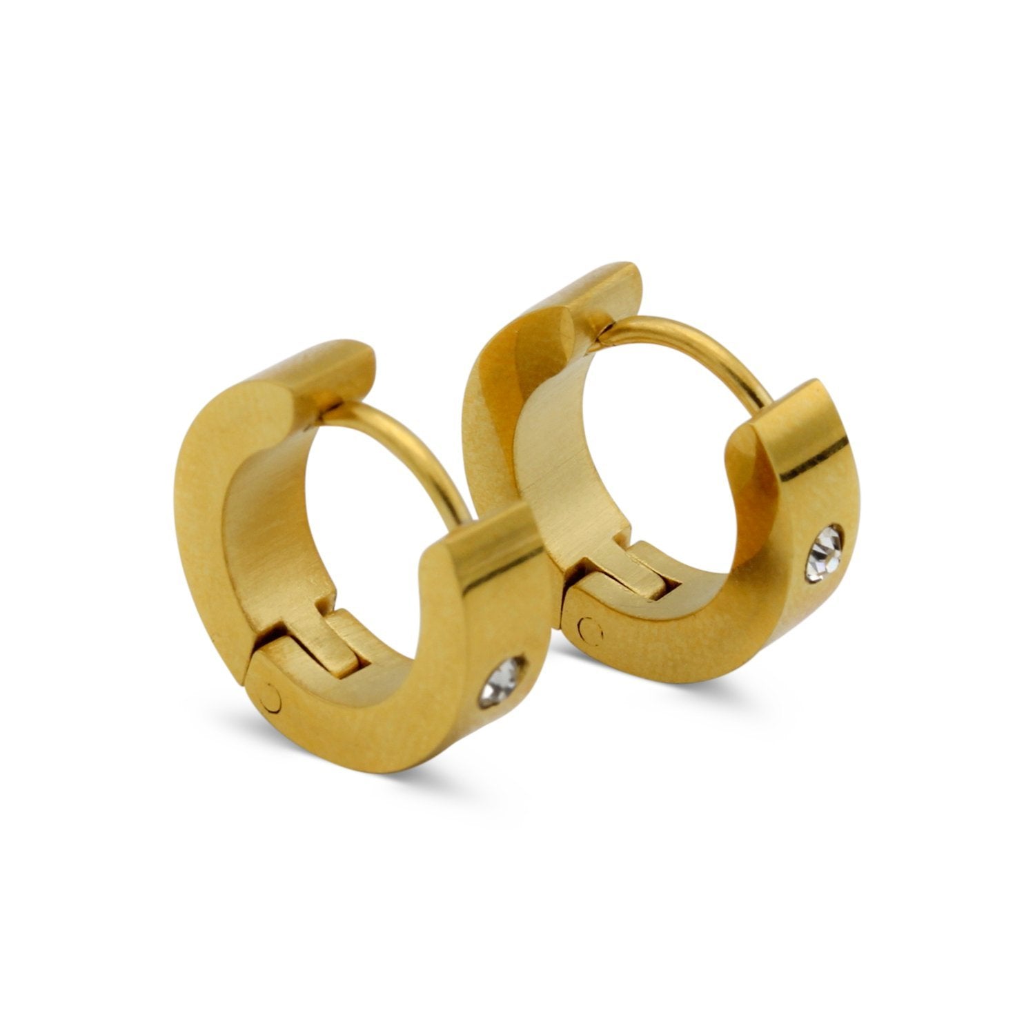 Cubic Zirconia Huggie Hoop Stainless Steel Earrings