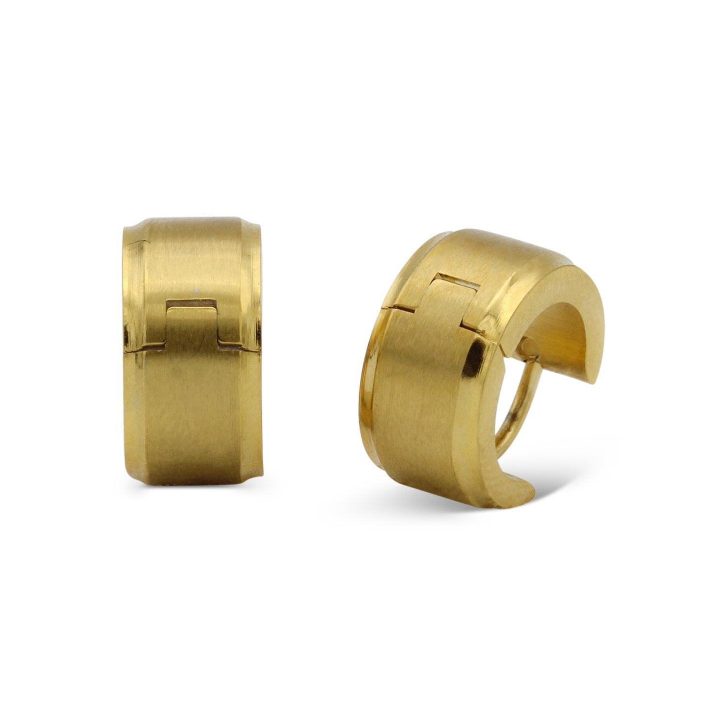 Huggie Hoop Earrings Stainless Steel with Beveled Edge