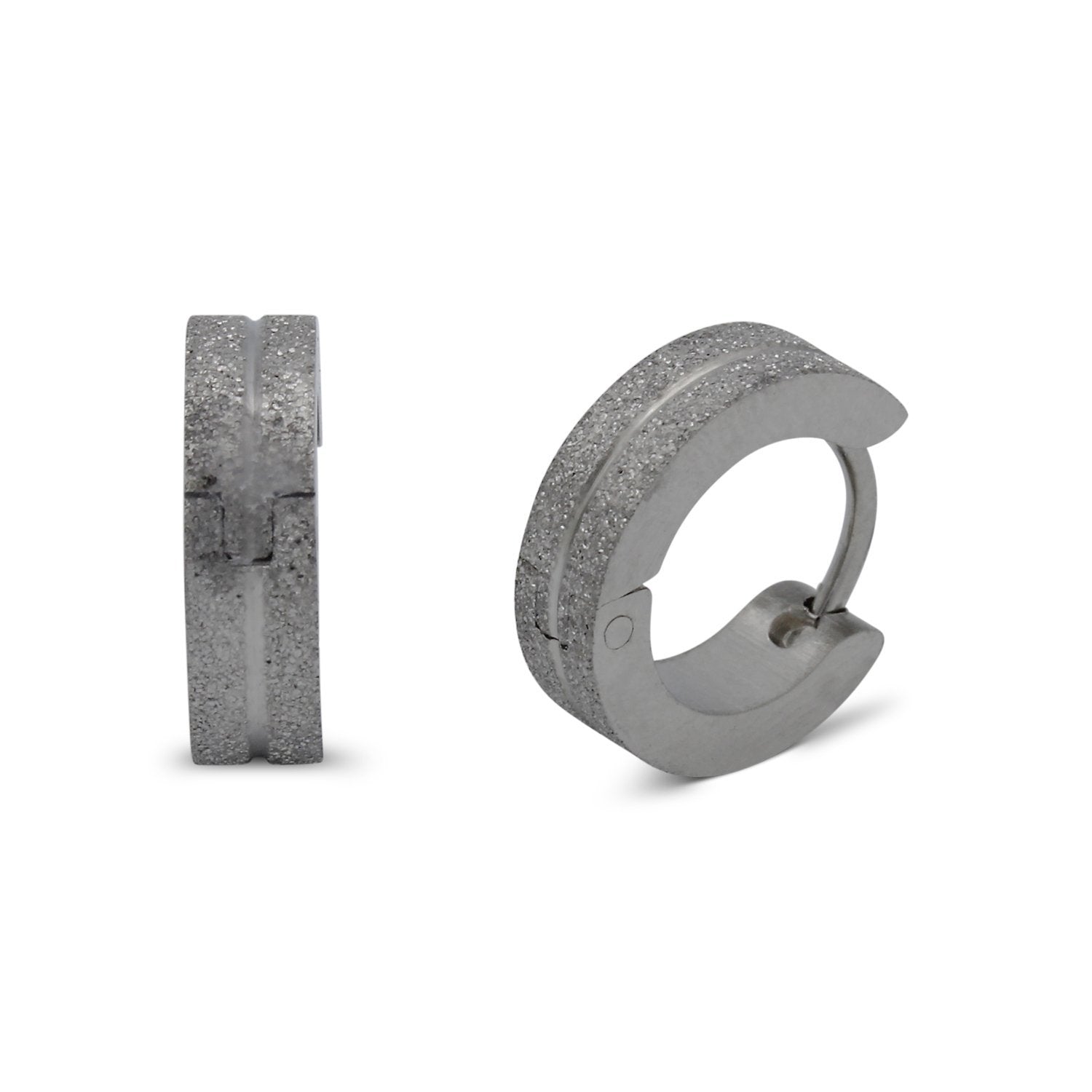 Huggie Hoop Earrings Stainless Steel Sandblasted Texture