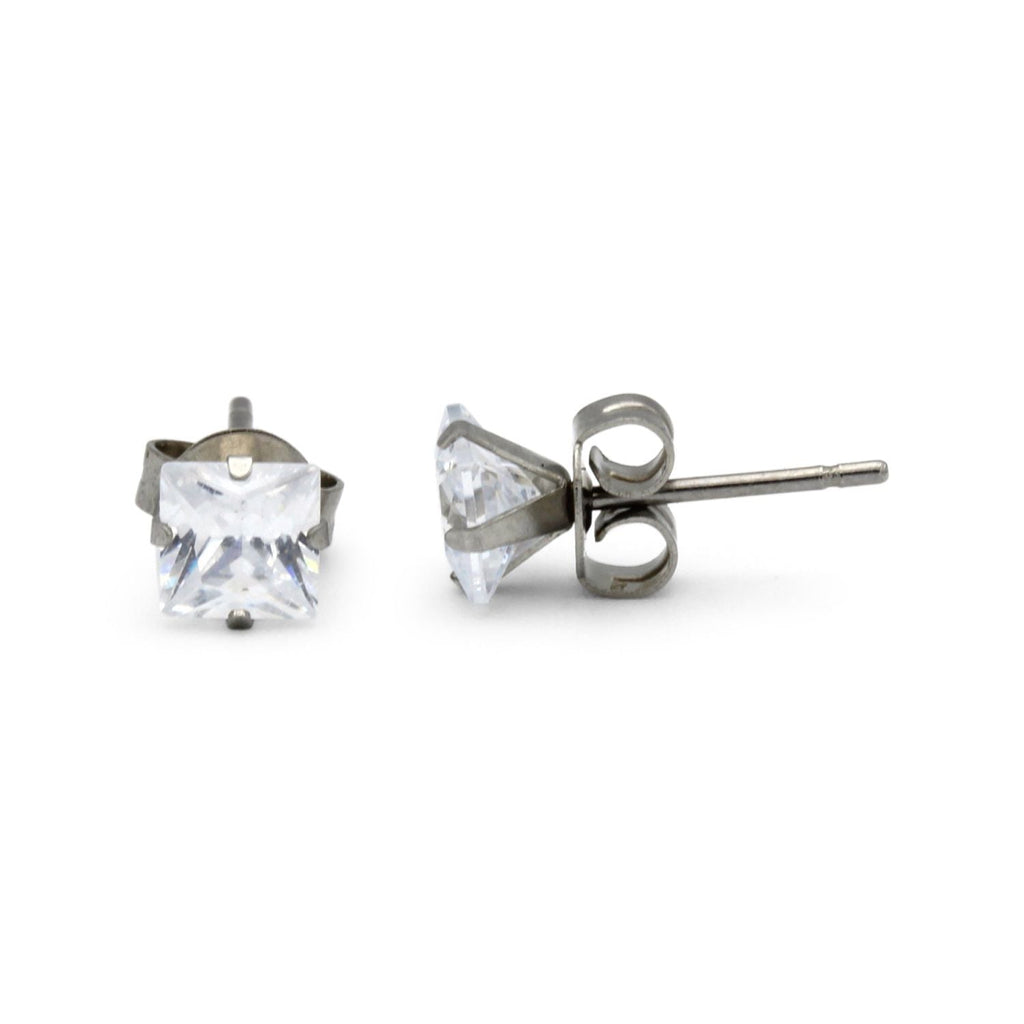 Cubic Zirconia Round Silver Stud Earrings Set Of 2 Stainless Steel Jewelry Men Women