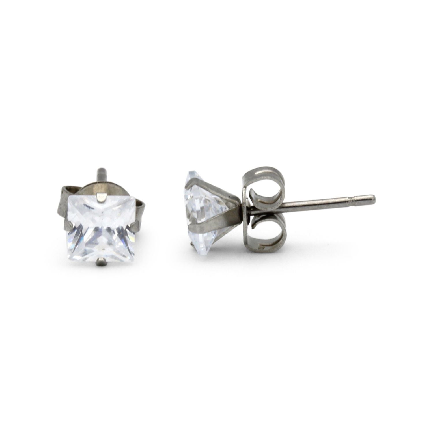 Cubic Zirconia Round Silver Stud Earrings Set Of 2 Stainless Steel Jewelry Men Women