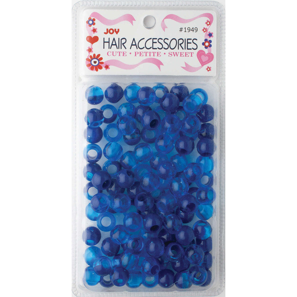 Joy Round Hair Beads X-Large, 100 Count, Two Tone Dark Vivid Blue