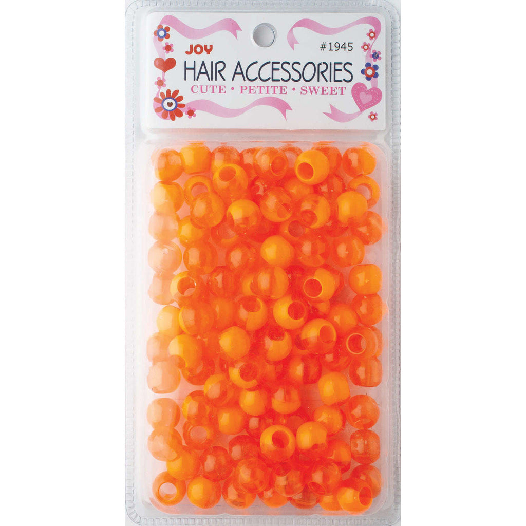 Joy Round Hair Beads X-Large, 100 Count, Two Tone Vivid Orange