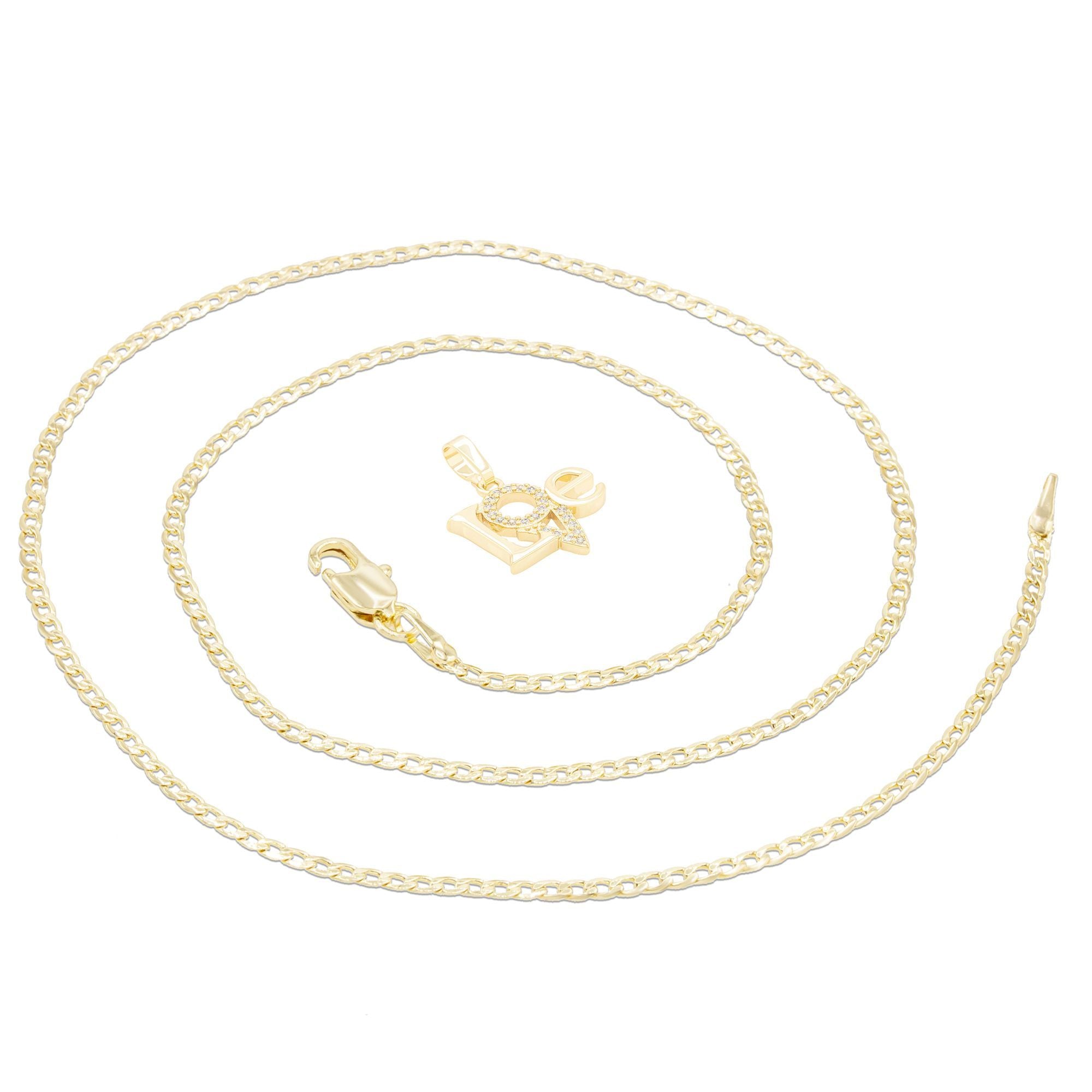 Cubic Zirconia 14K Gold Filled Triangle Love Pendant Necklace Set