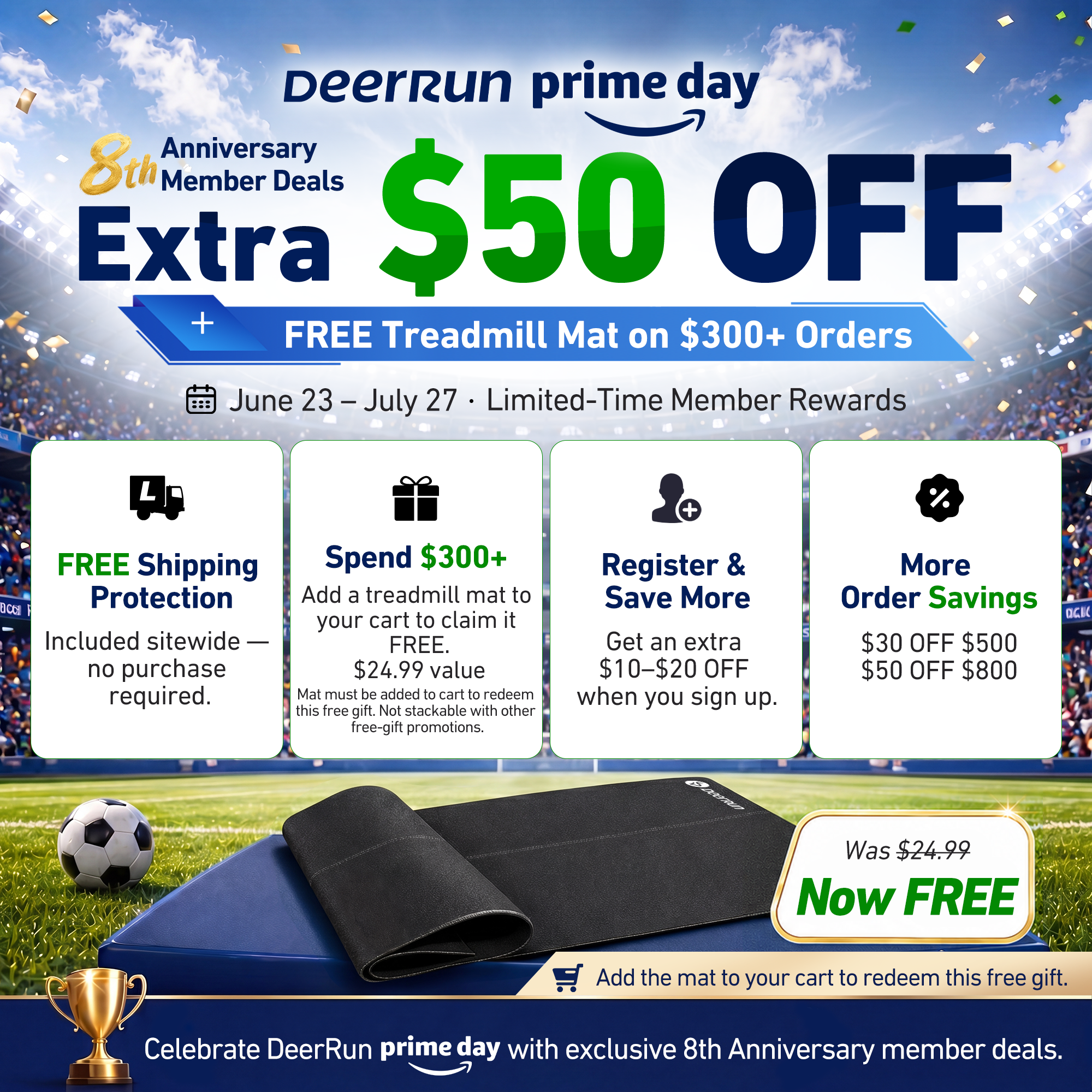 DeerRun X20 Incline Home Treadmill with 15% Auto Incline & Full Running Deck | 400 lbs, 11.3 mph