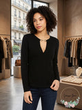 INC V-Neck Hardware Top, Size XS