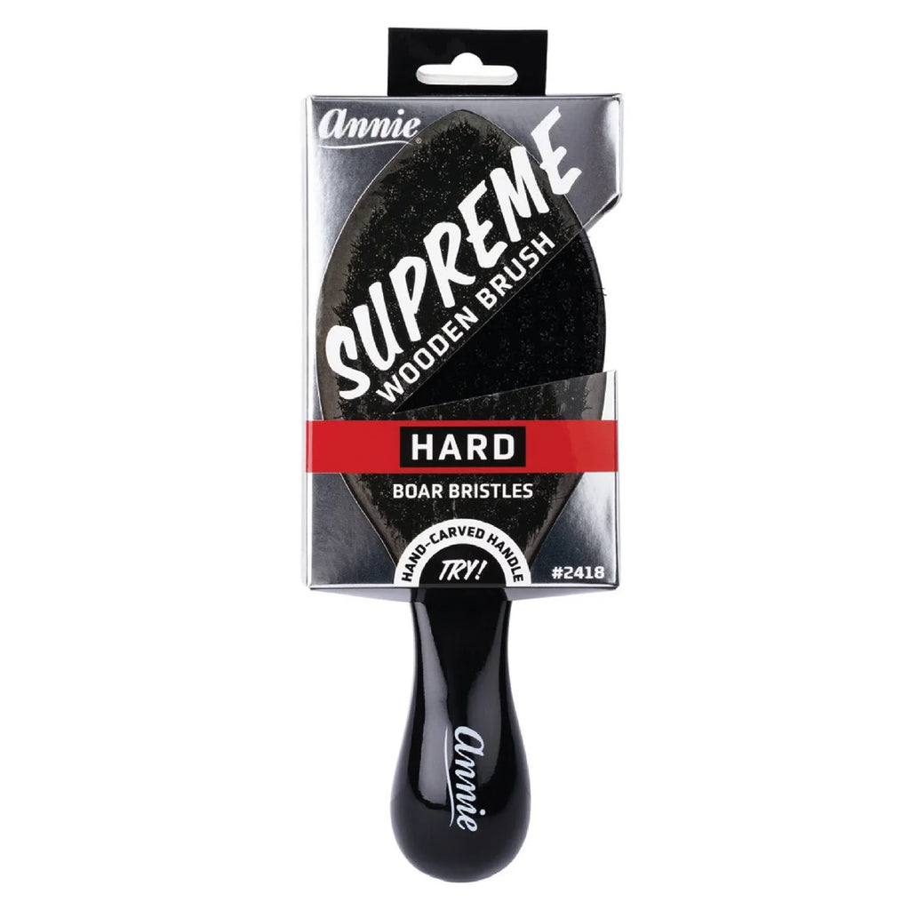 Annie Supreme Club Brush Hard Boar Bristles, 1 Count, Black