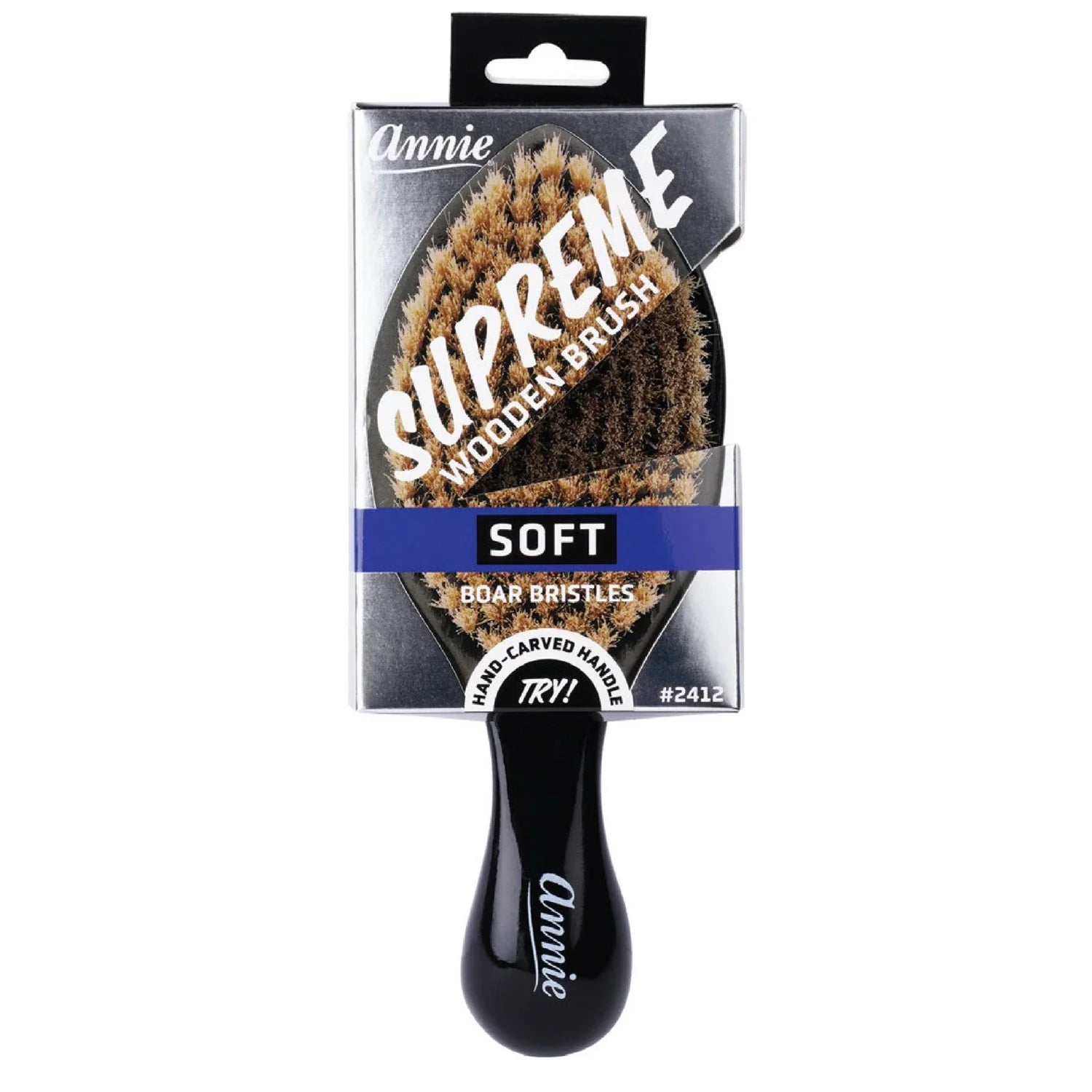 Annie Supreme Club Brush Soft Boar Bristles, 1 Count, Black