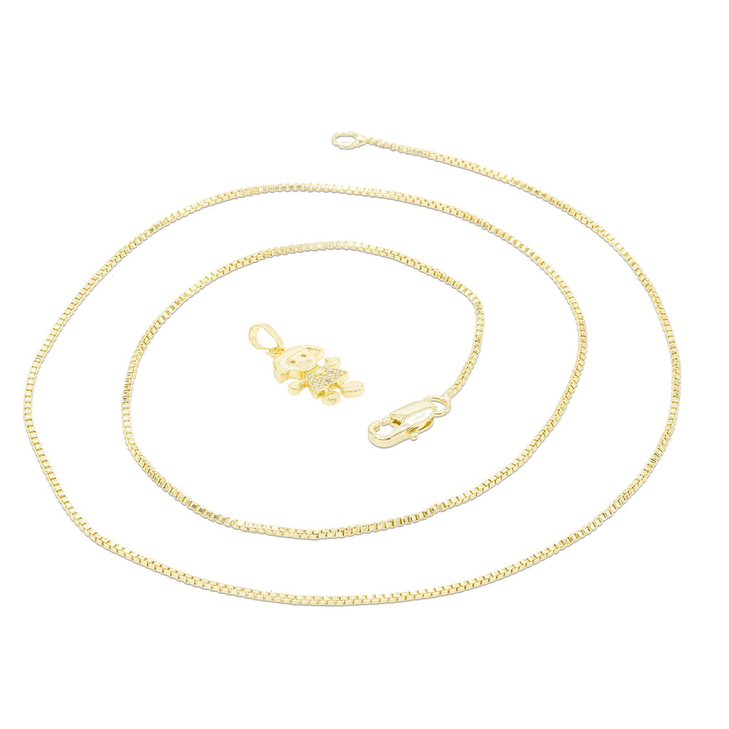 Happy Girl Cubic Zirconia Pendant With Necklace Set 14K Gold Filled